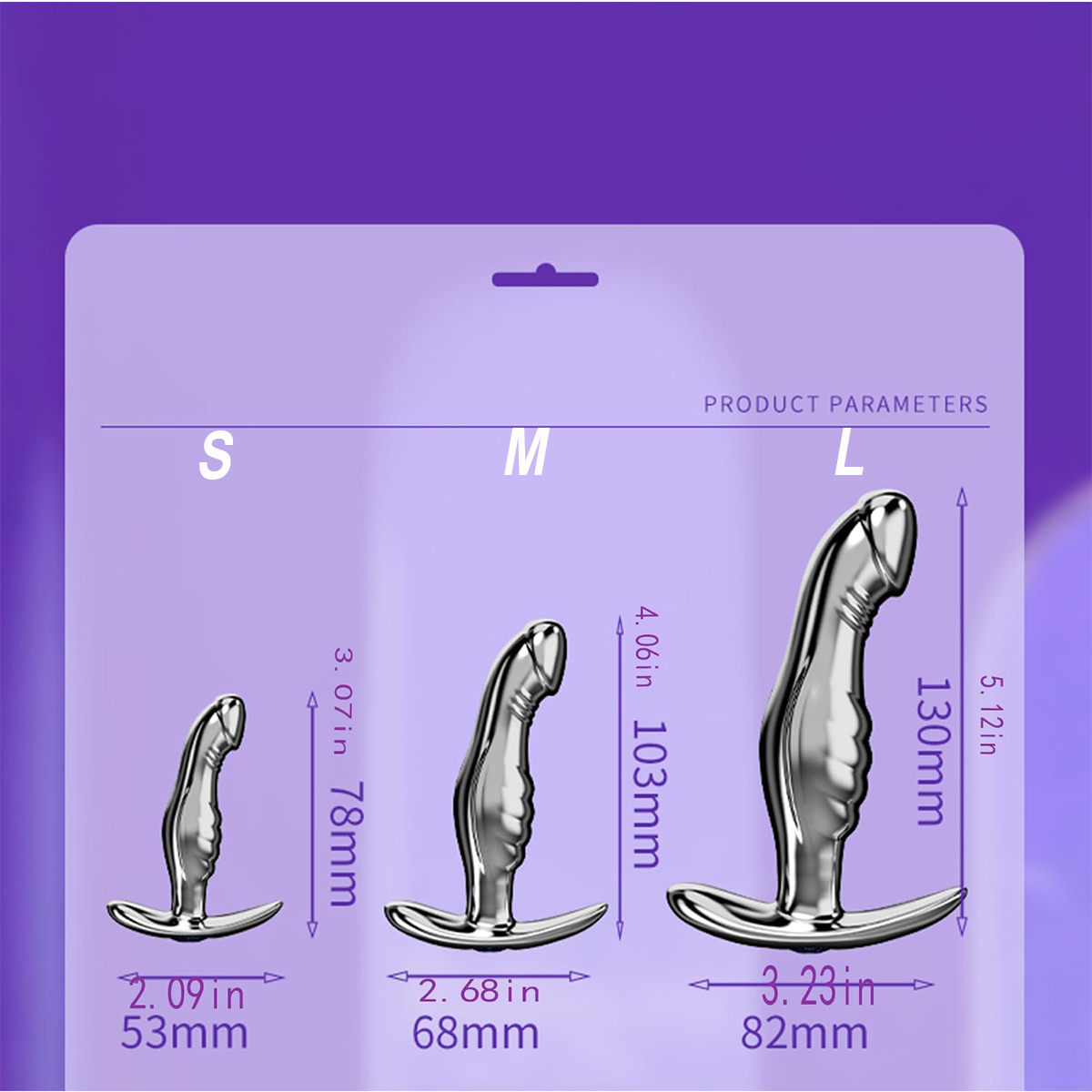 Plug Anal Metálico Forma Dildo - Imagen 5
