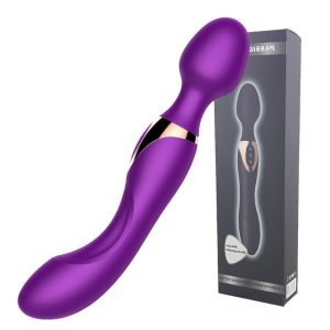 Vibrador Doble Punto, Purpura, Recargable 22cm
