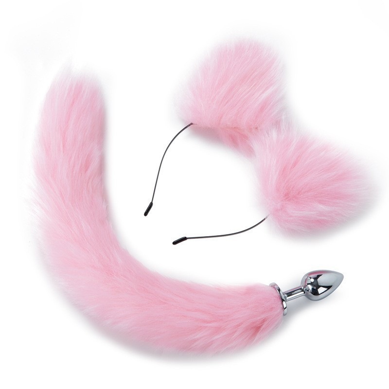 Cintillo con plug de cola color rosa. - Imagen 3
