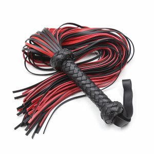 Látigo de 64 Cm. Cuero Netro/Rojo. Bondage. (BDSM)