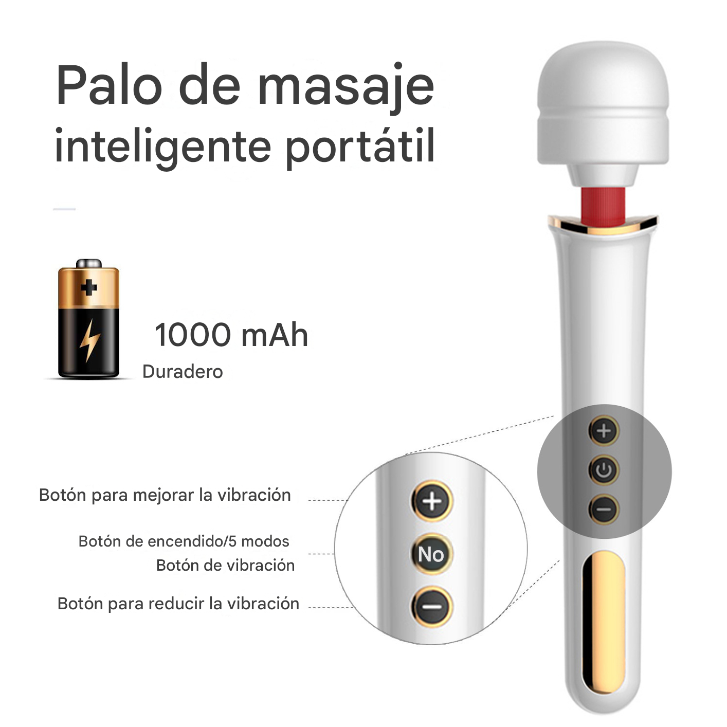 Vibrador Jumbo Blanco Recargable 32Cm - Imagen 6