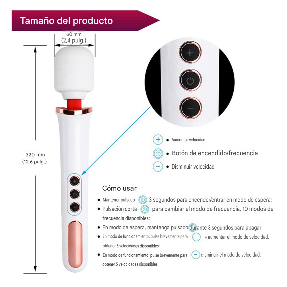 Vibrador Jumbo Blanco Recargable 32Cm - Imagen 4
