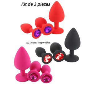 Kit 3 Plug Anal De Goma Con Perla Unicolor.