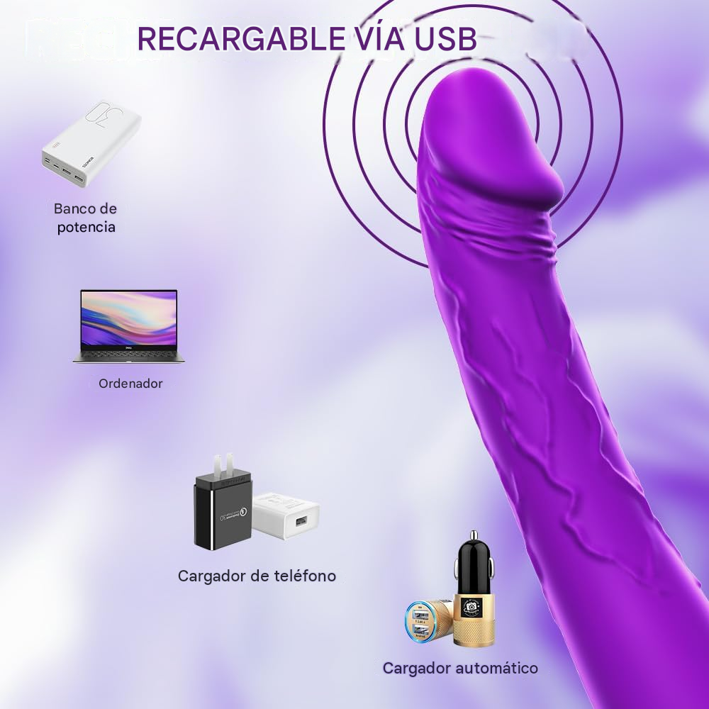 Vibrador Tipo Dildo 19.5Cm Recargable 10 Modos - Imagen 3